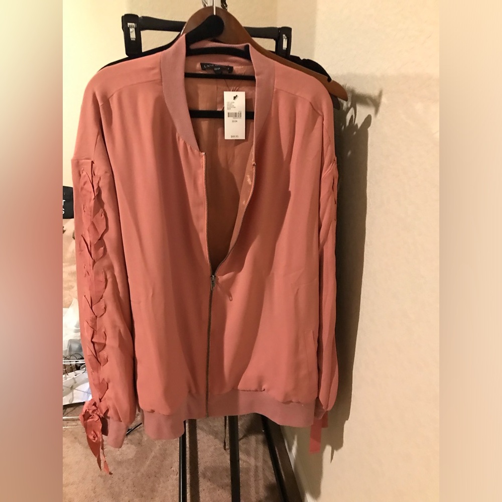 Bomber jacket with sleeves ribbon detail